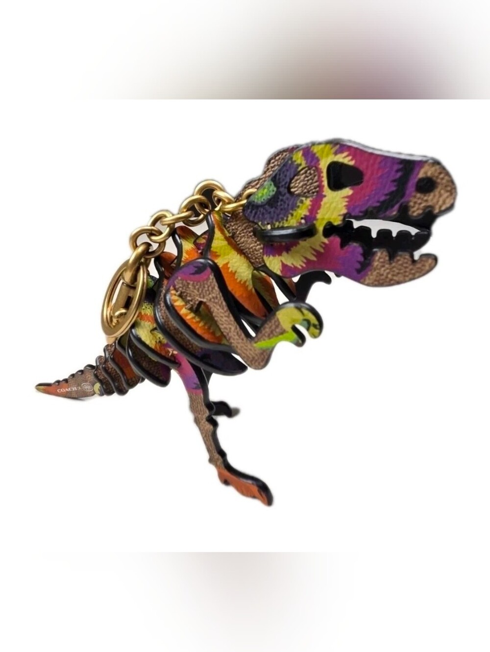 COACH 78349 Rexy Puzzle Bag Charm Kaffe Fassett Canvas Leather RARE 8"  Medium